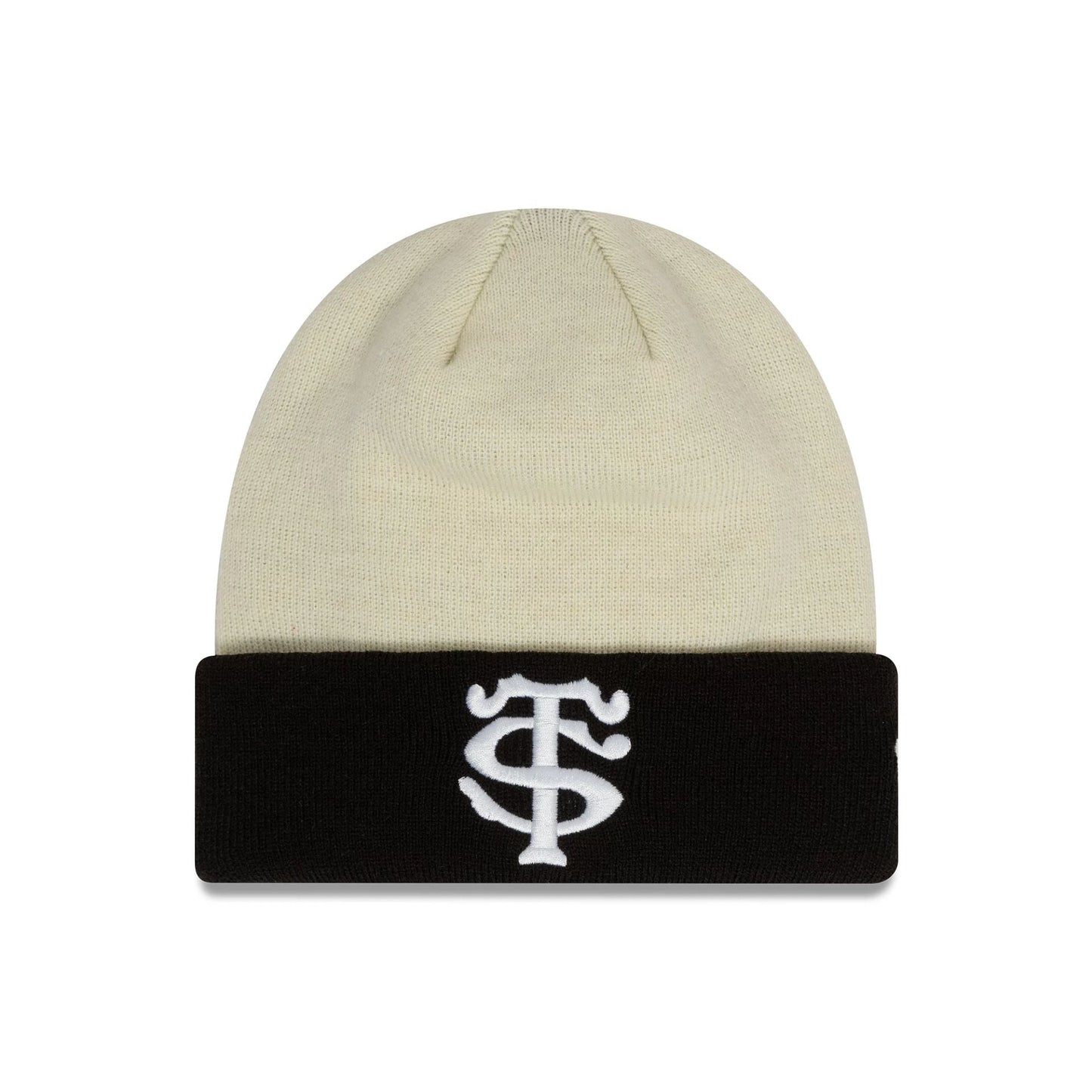 This is a Stade Toulousain Contrast Cream Cuff Knit Beanie Hat 1