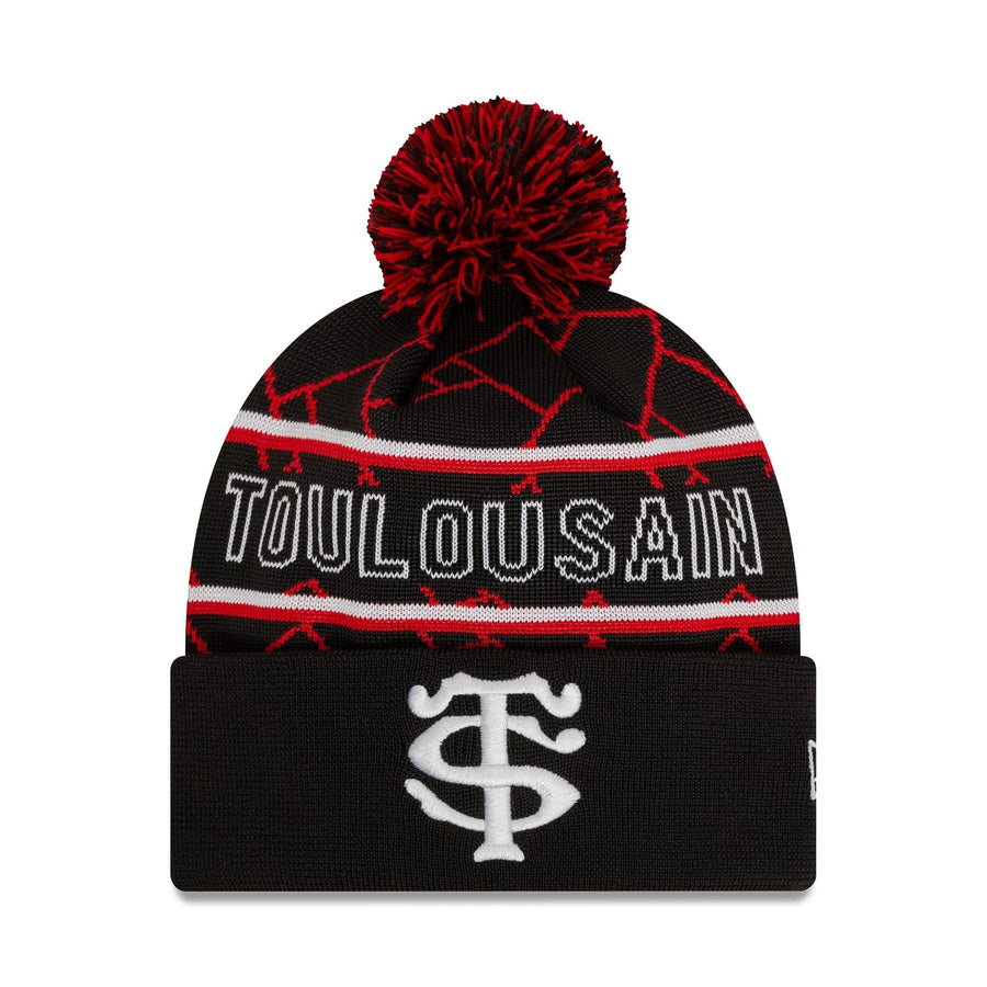 This is a Stade Toulousain Black Sport Knit Beanie Hat 1