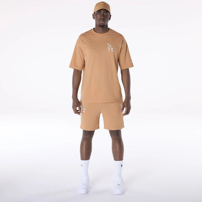 The Male model is wearing LA Dodgers MLB League Essential Dark Beige Shorts 8