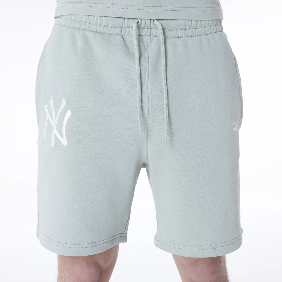 The Male model is wearing New York Yankees MLB League Essential Pastel Green Shorts 6