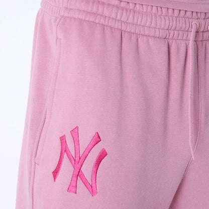 The Male model is wearing New York Yankees MLB League Essential Dark Pink Fleece Joggers 4