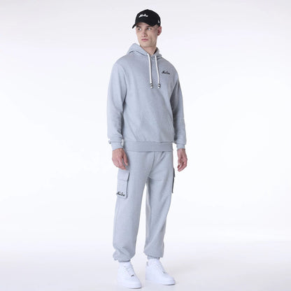 The Male model is wearing New Era Script Grey Fleece Joggers 6