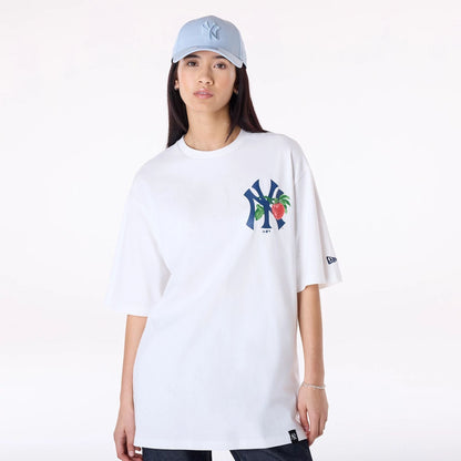 The Male model is wearing New York Yankees MLB Fruit Open White T-Shirt 4