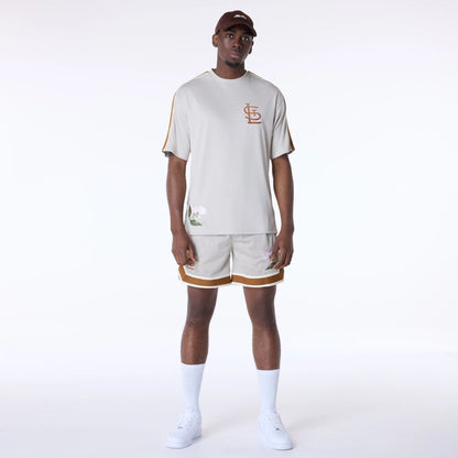 The Male model is wearing St. Louis Cardinals MLB Floral Open White Oversized T-Shirt 4