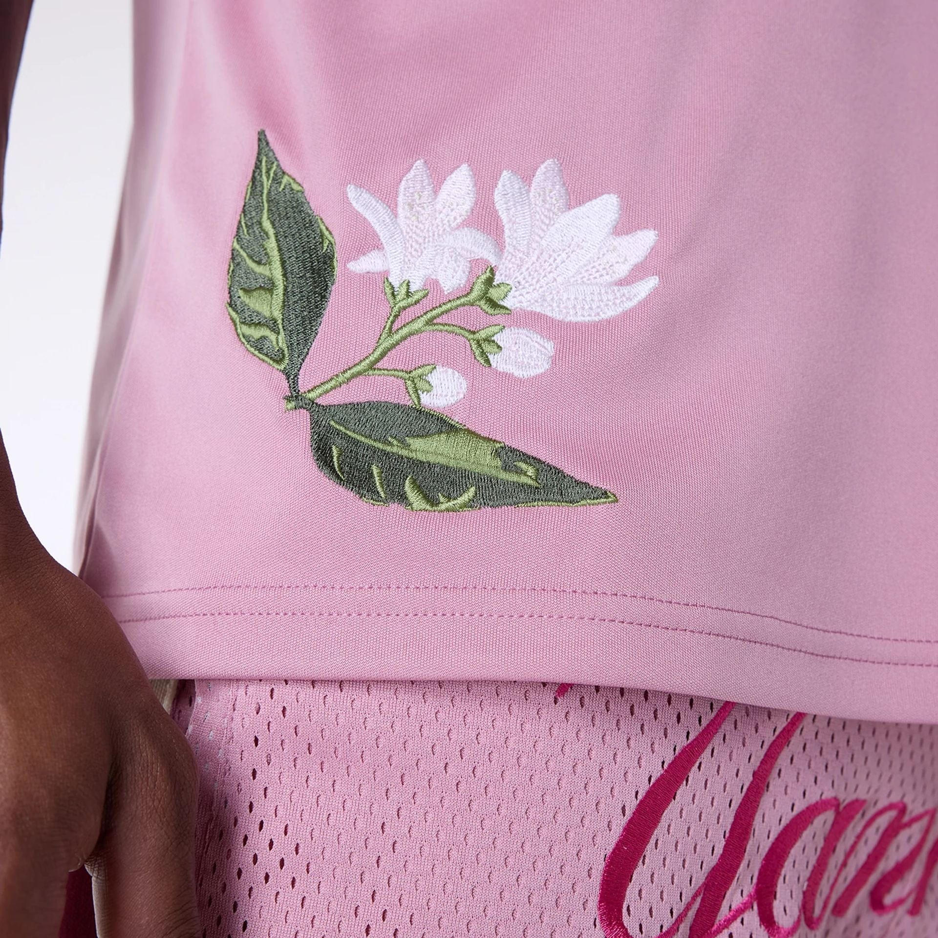 The Male model is wearing New York Yankees MLB Floral Dark Pink Oversized T-Shirt 3