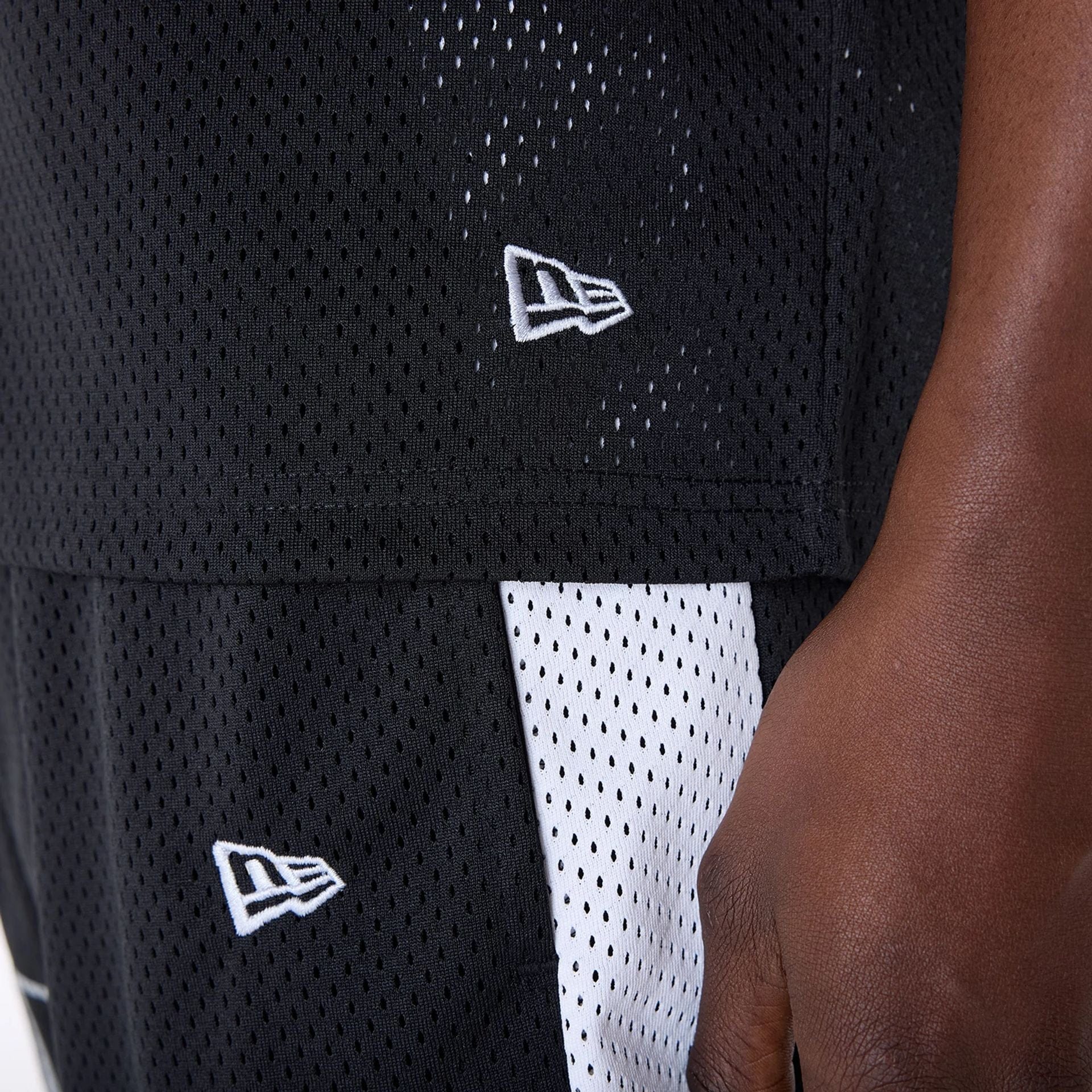 The Male model is wearing Las Vegas Raiders NFL Mesh Black T-Shirt 7