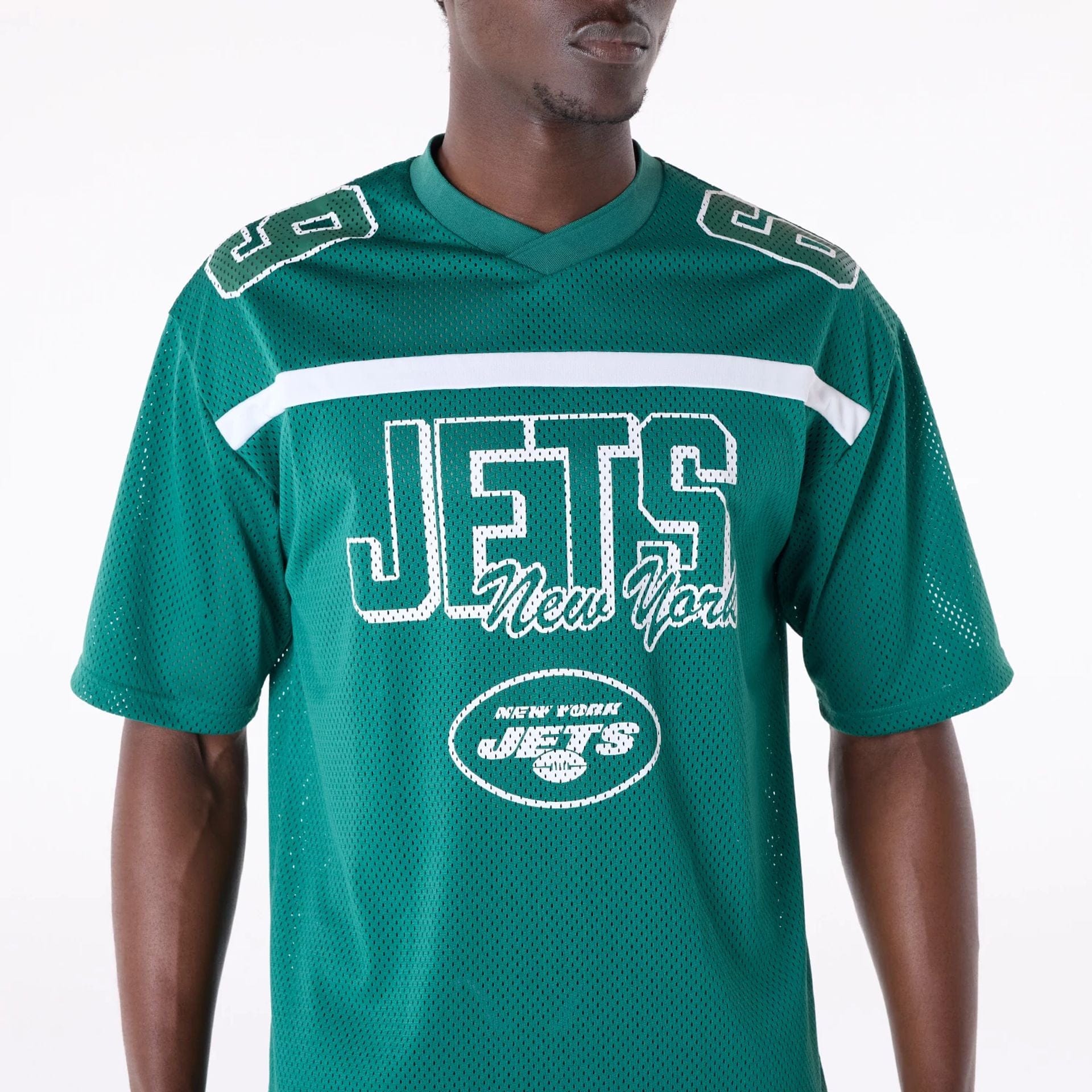 The Male model is wearing New York Jets NFL Mesh Green T-Shirt 8