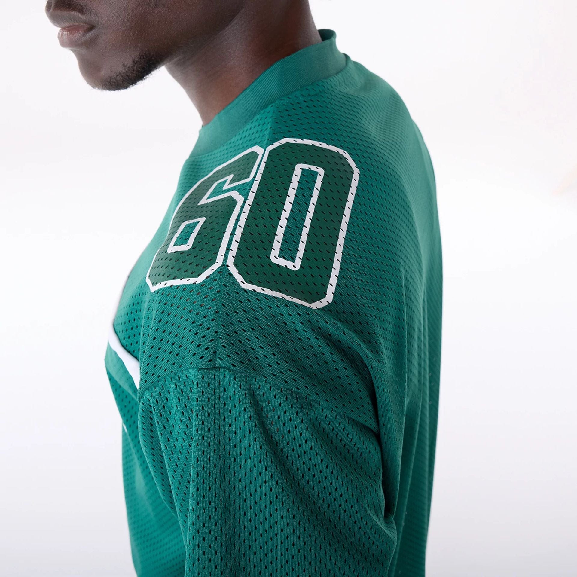 The Male model is wearing New York Jets NFL Mesh Green T-Shirt 3