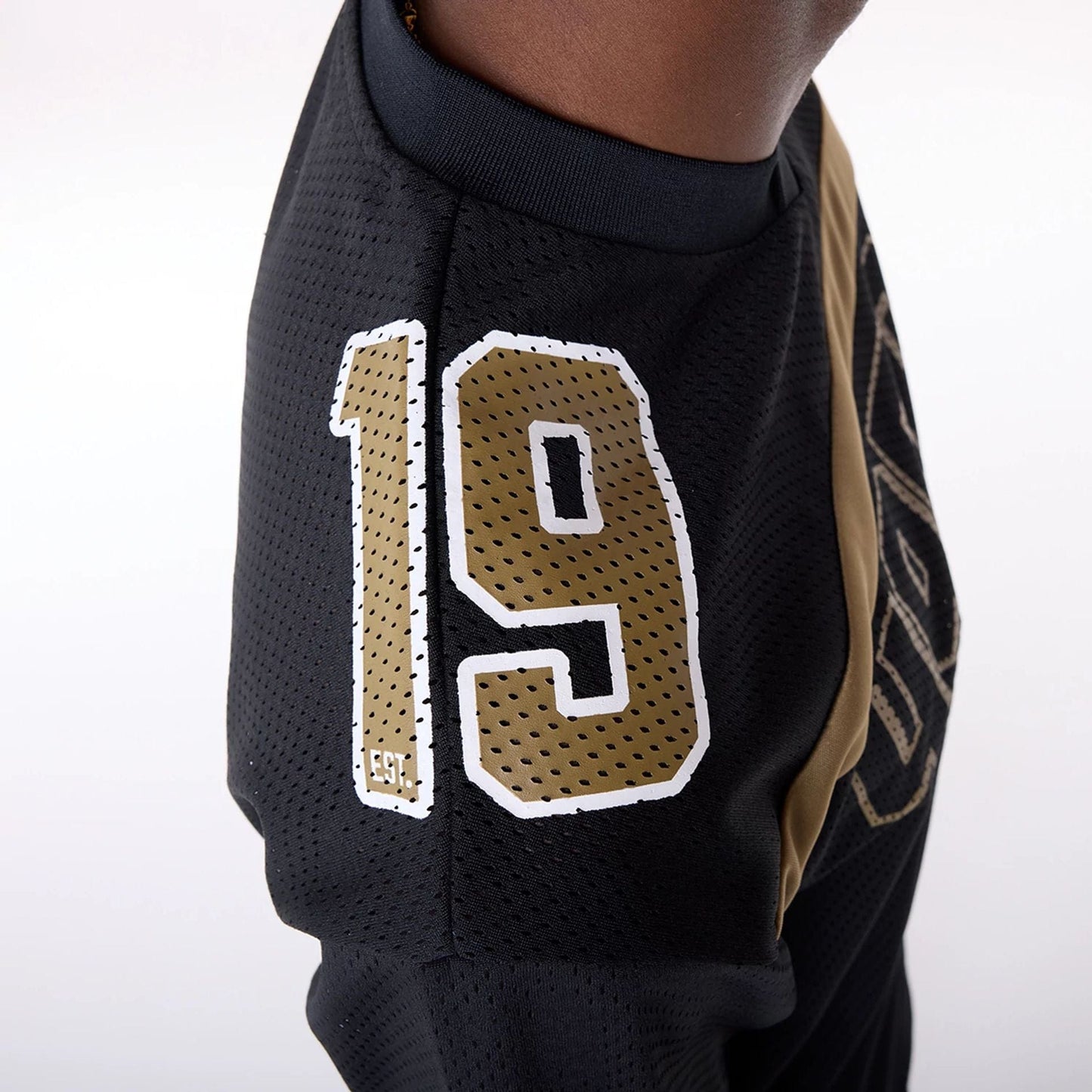 The Male model is wearing San Francisco 49ers NFL Mesh Black T-Shirt 6