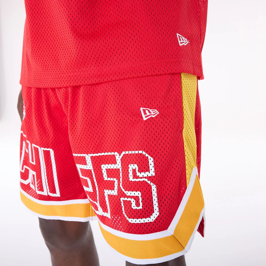 The Male model is wearing Kansas City Chiefs NFL Mesh Red Shorts 6