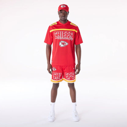 The Male model is wearing Kansas City Chiefs NFL Mesh Red Shorts 4