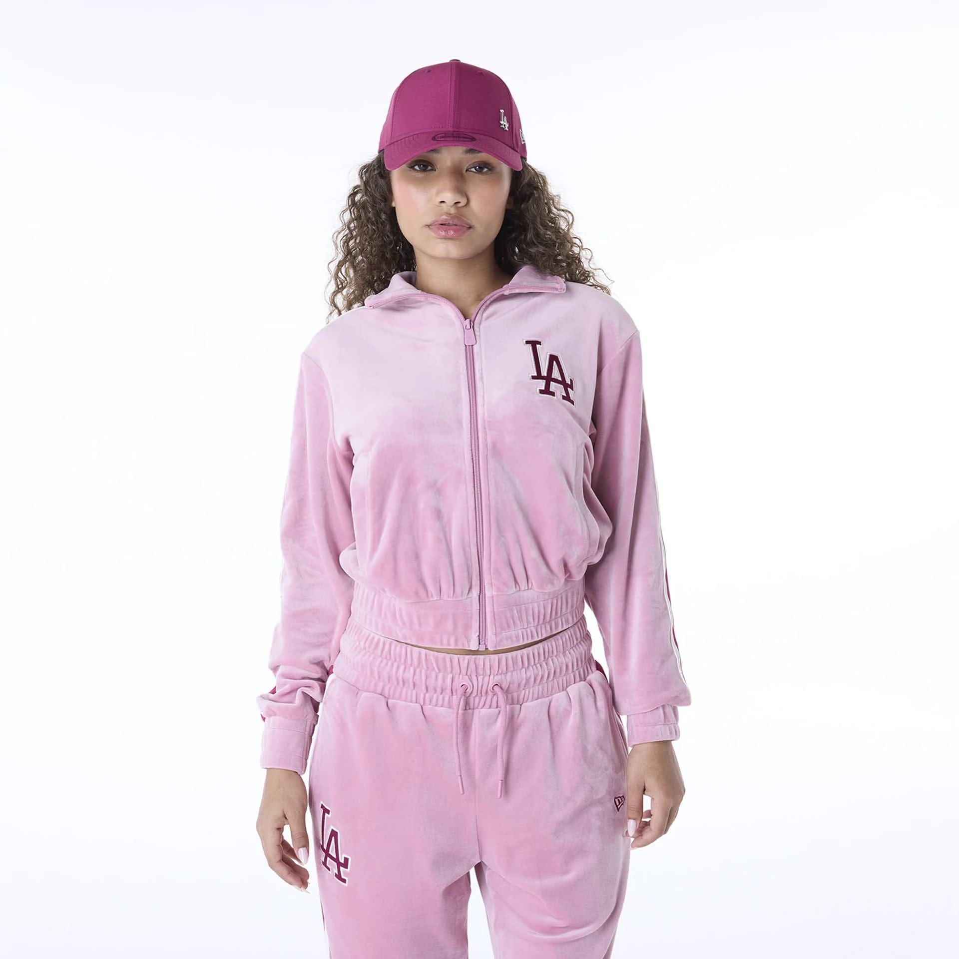 Veste de Survêtement Velours LA Dodgers MLB Rose Foncé Femme