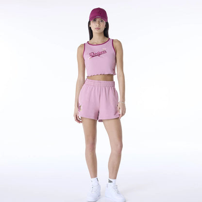 The Female model is wearing LA Dodgers Womens MLB Floral Dark Pink Vest 3