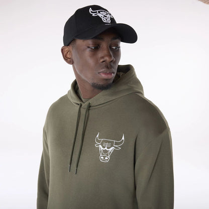 The Male model is wearing Chicago Bulls NBA League Essential Green Oversized Pullover Hoodie 5