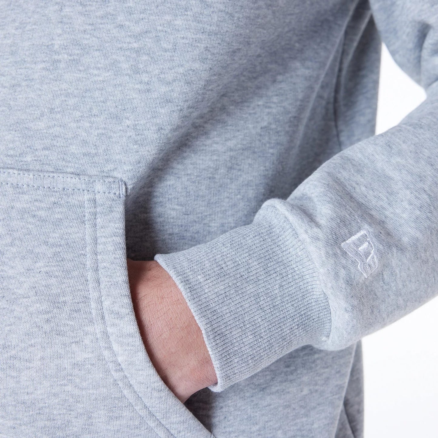 The Male model is wearing Brooklyn Nets NBA League Essential Grey Oversized Pullover Hoodie 7