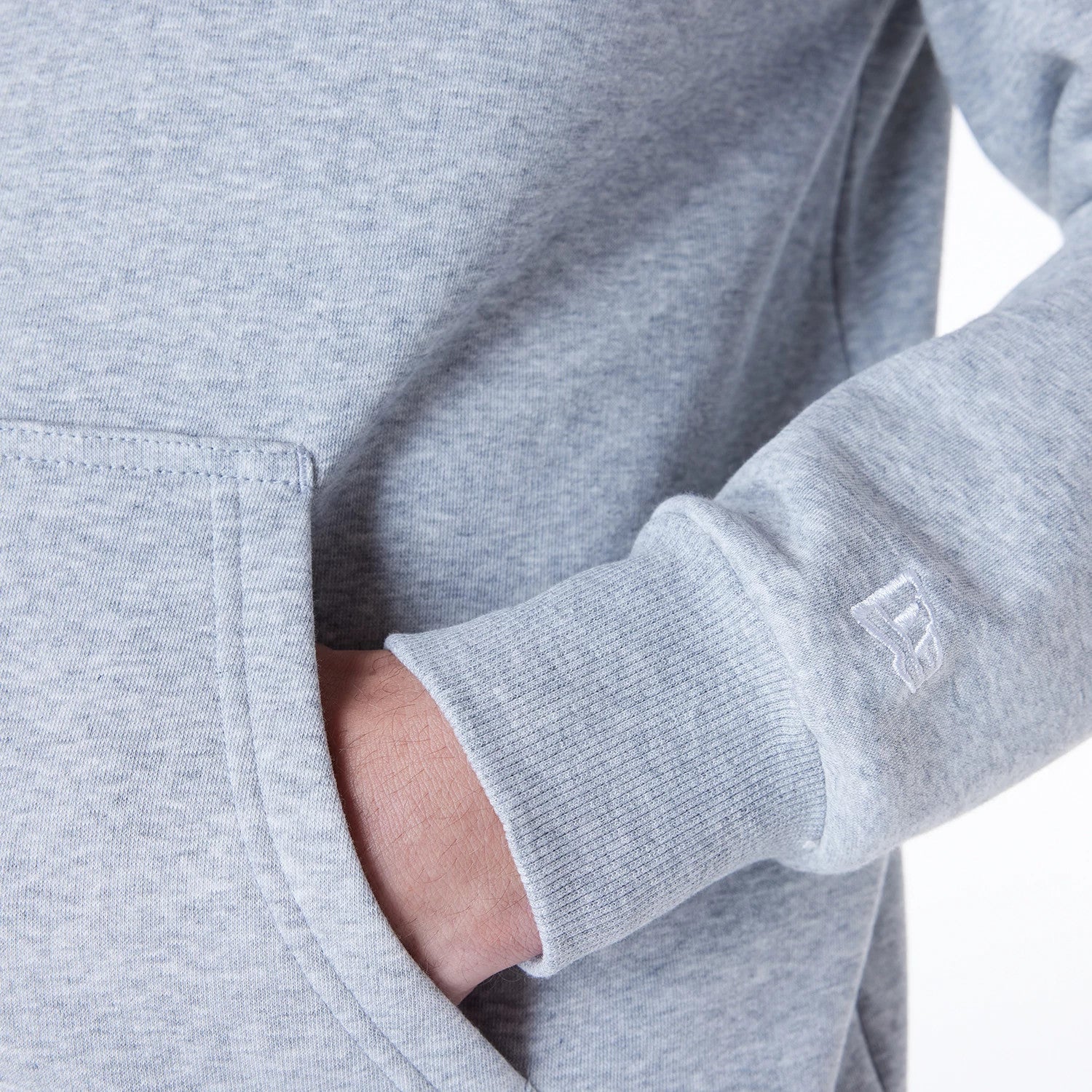 The Male model is wearing Brooklyn Nets NBA League Essential Grey Oversized Pullover Hoodie 7