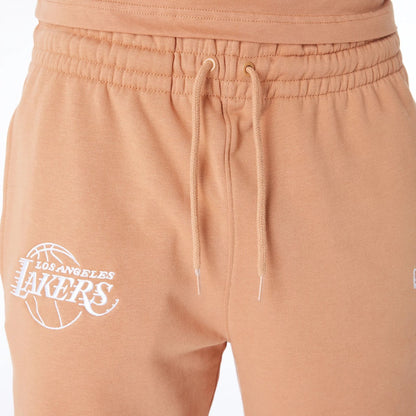 The Male model is wearing LA Lakers NBA League Essential Dark Beige Shorts 5