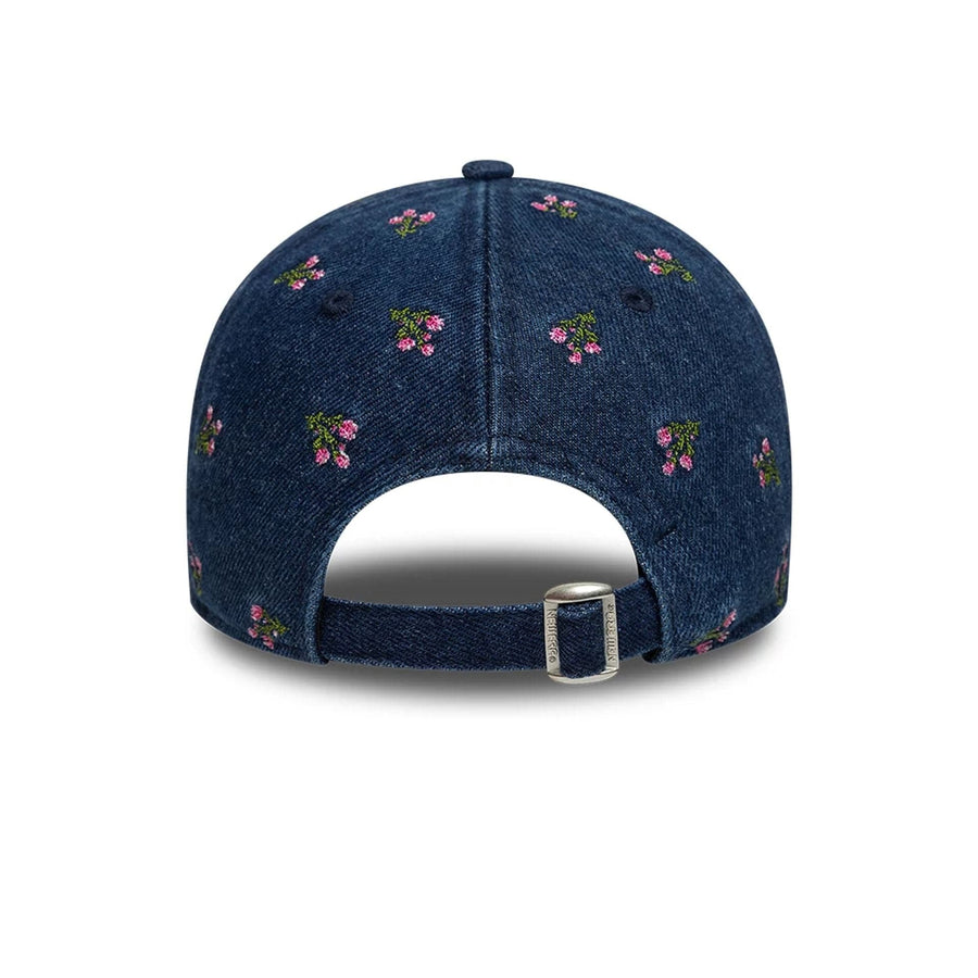 This is a Womens New Era Floral Denim Navy 9TWENTY Adjustable Cap 6
