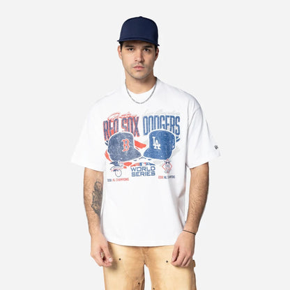 The Male model is wearing MLB Dueling Logos Sport Classic White T-Shirt 1