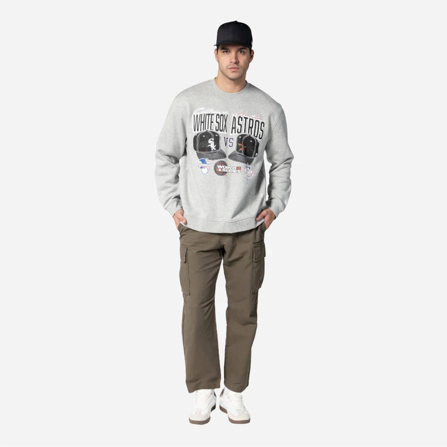 The Male model is wearing MLB Dueling Logos Sport Classic Grey Crewneck Sweater 4