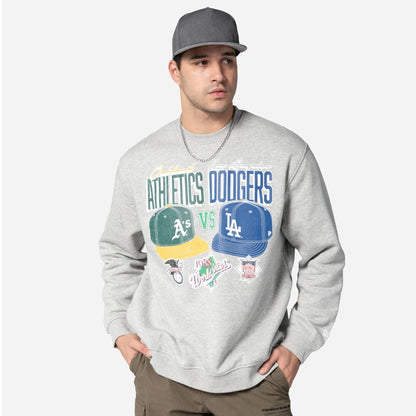 The Male model is wearing MLB Dueling Logos Sport Classic Grey Crewneck Sweater 1