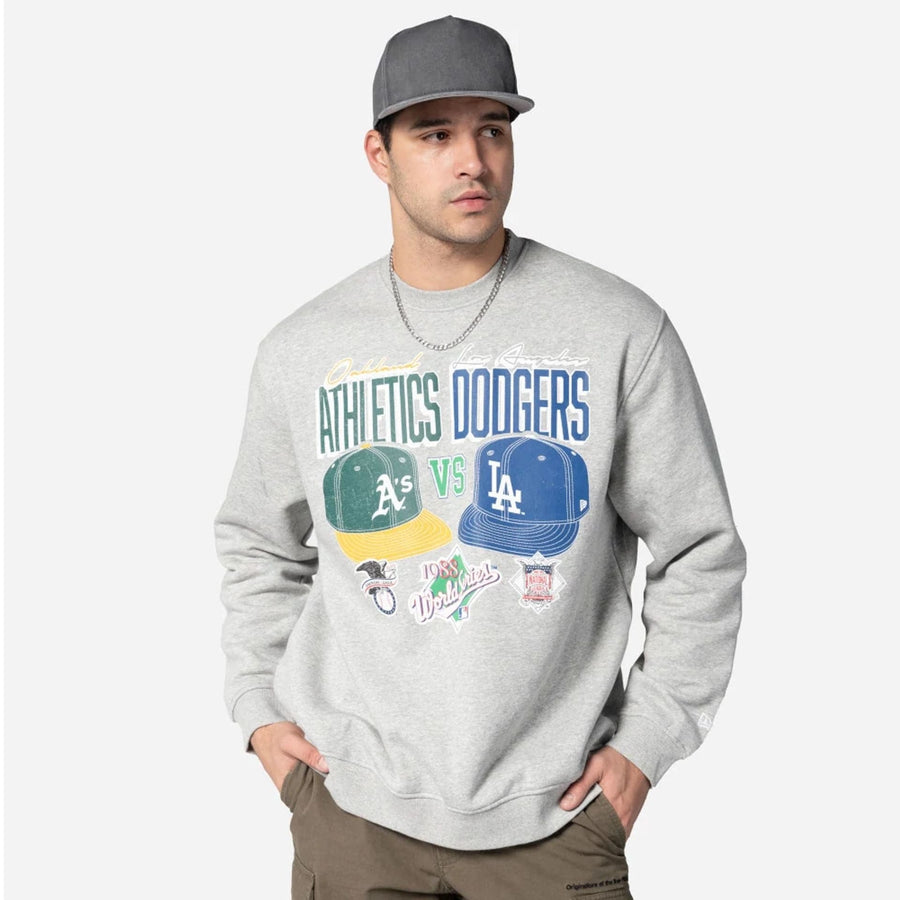 The Male model is wearing MLB Dueling Logos Sport Classic Grey Crewneck Sweater 1