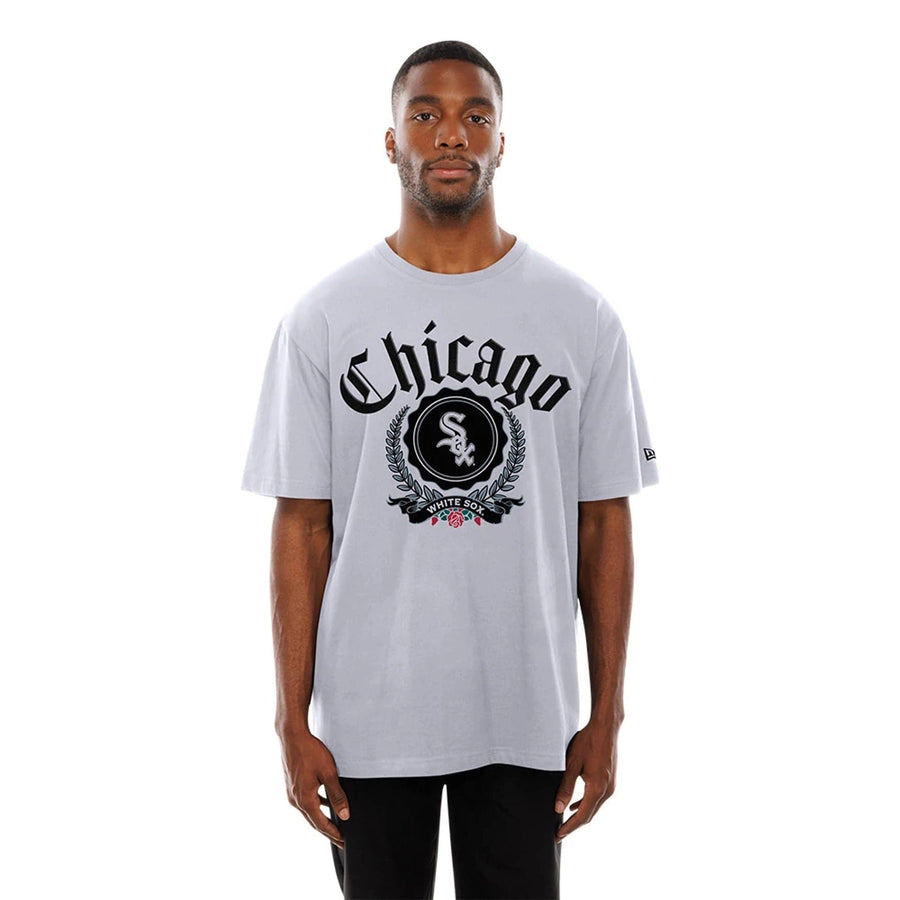 The Male model is wearing Chicago White Sox Throwback Prep White T-Shirt 6