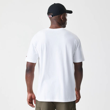 The Male model is wearing Miami Heat Throwback Prep White T-Shirt 2