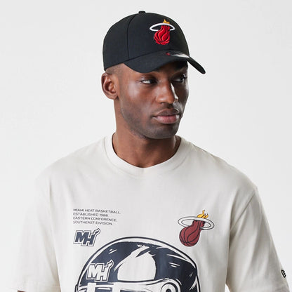 The Male model is wearing Miami Heat Modern Driver Light Beige T-Shirt 3