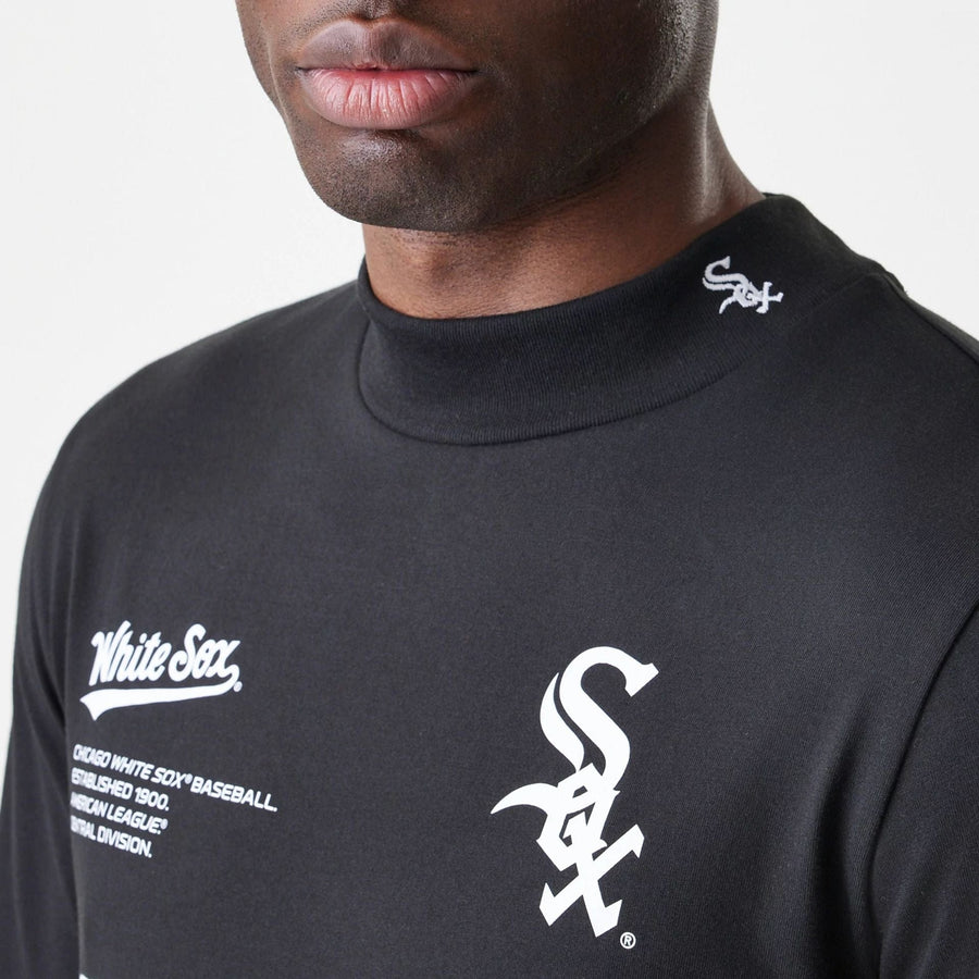 The Male model is wearing Chicago White Sox Modern Driver Black Long Sleeve T-Shirt 2