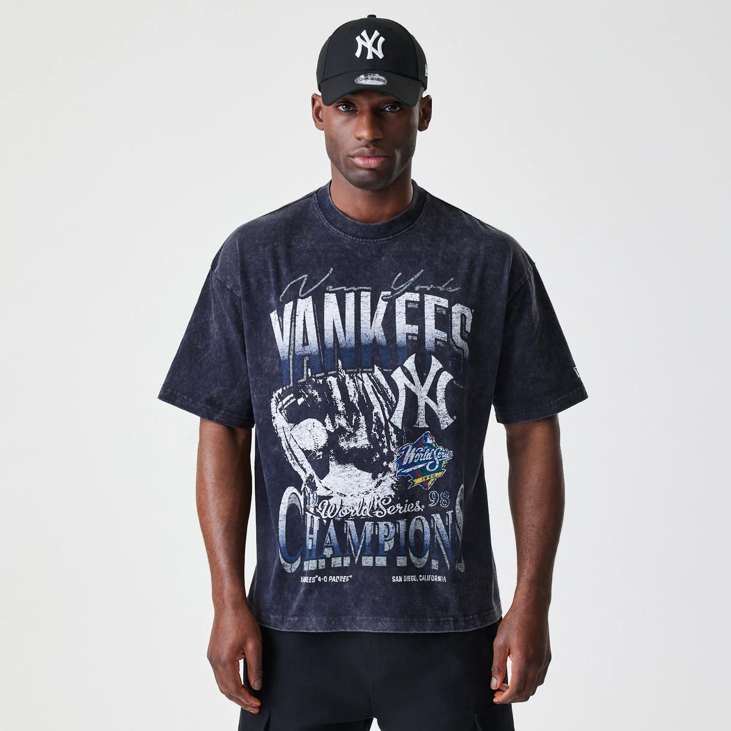 The Male model is wearing New York Yankees Sport Classic Black T-Shirt 1