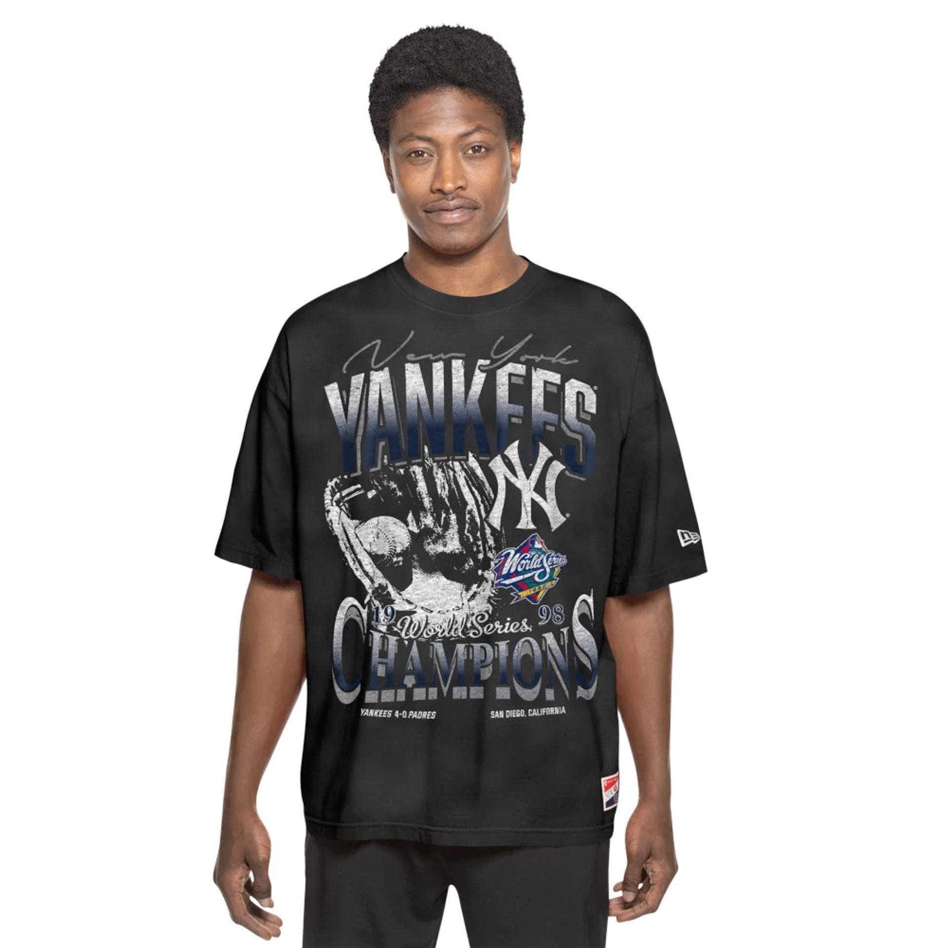 The Male model is wearing New York Yankees Sport Classic Black T-Shirt 6