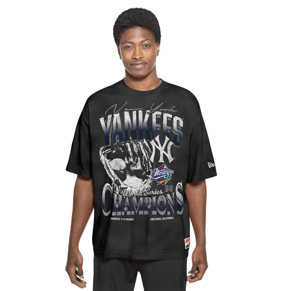 The Male model is wearing New York Yankees Sport Classic Black T-Shirt 6