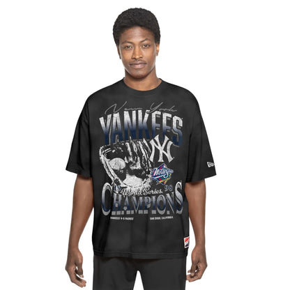 The Male model is wearing New York Yankees Sport Classic Black T-Shirt 6