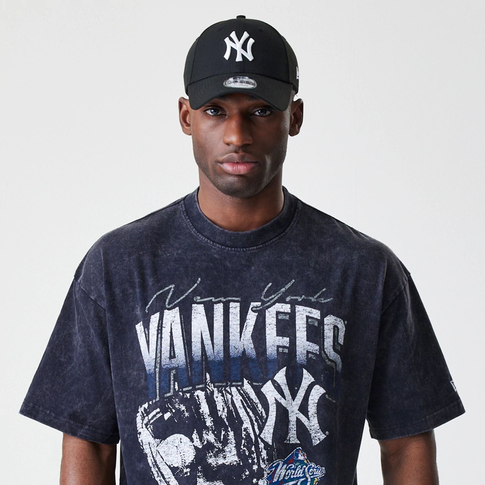 The Male model is wearing New York Yankees Sport Classic Black T-Shirt 3