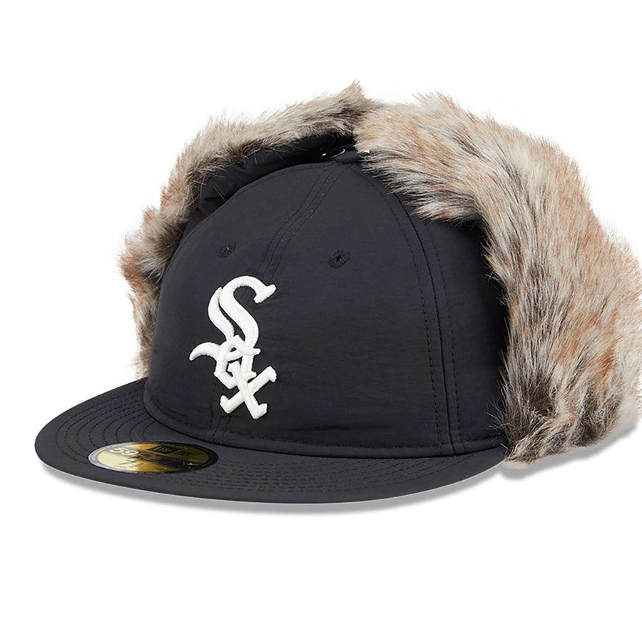 Chicago White Sox Winter Dog Ear Black Retro Crown 59FIFTY Fitted Cap
