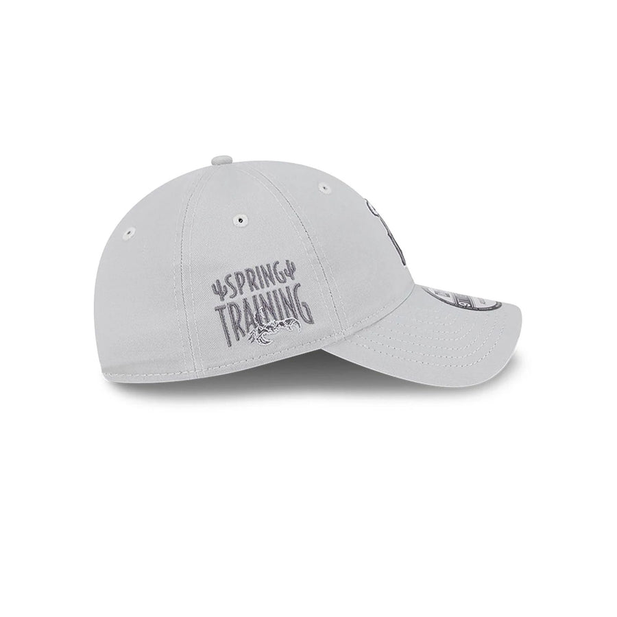 This is a LA Angels Spring Training Fan Pack 2025 Light Grey 9TWENTY Adjustable Cap 4