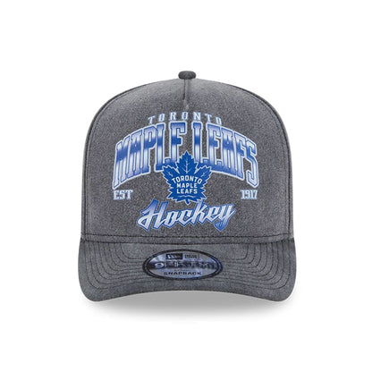 This is a Toronto Maple Leafs NHL Washed Black 9FIFTY A-Frame Adjustable Cap 3