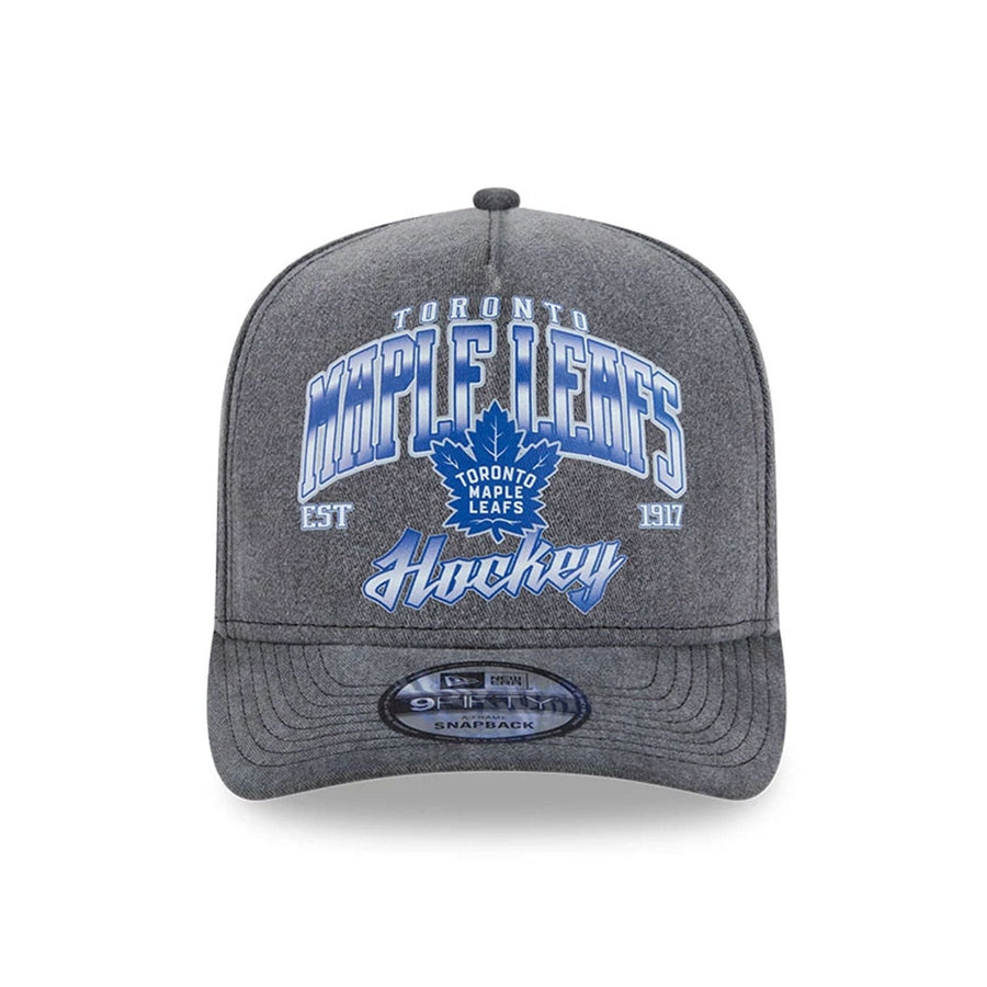 This is a Toronto Maple Leafs NHL Washed Black 9FIFTY A-Frame Adjustable Cap 3