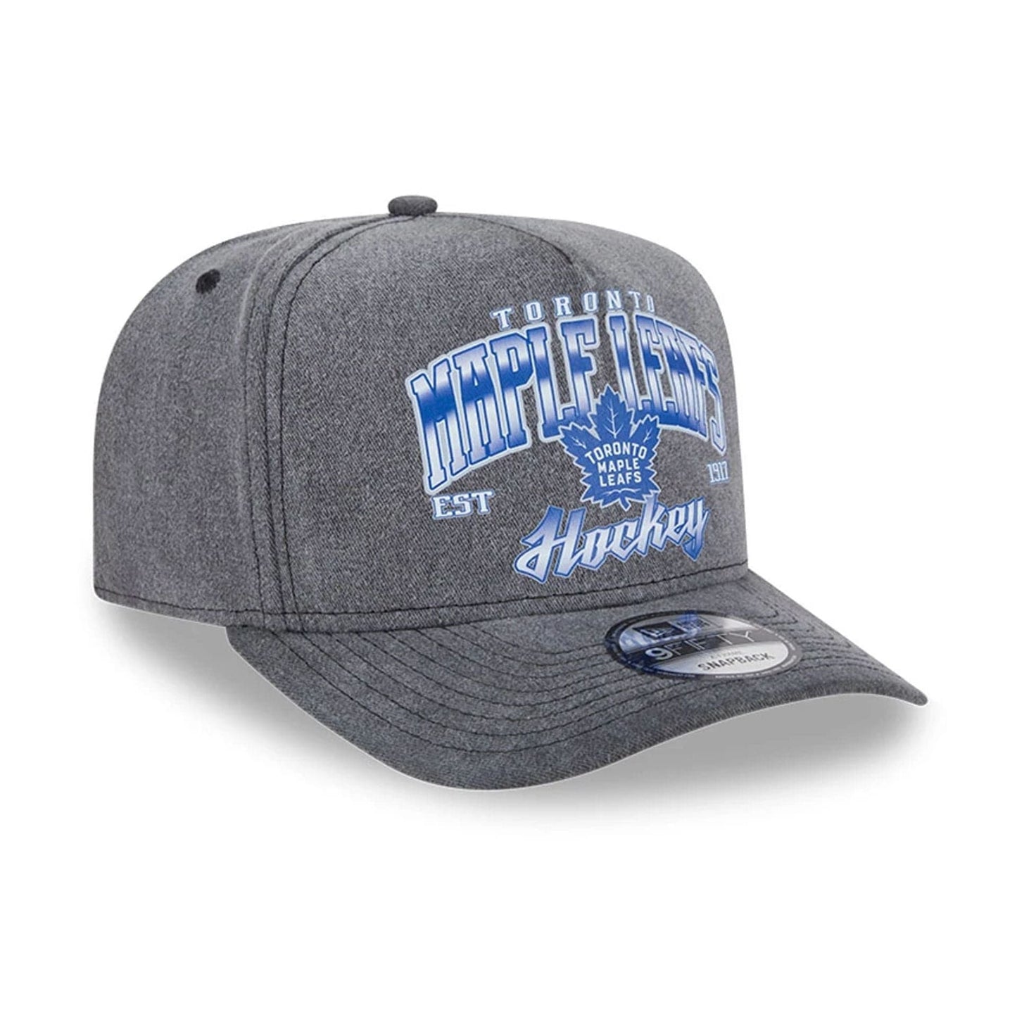This is a Toronto Maple Leafs NHL Washed Black 9FIFTY A-Frame Adjustable Cap 4