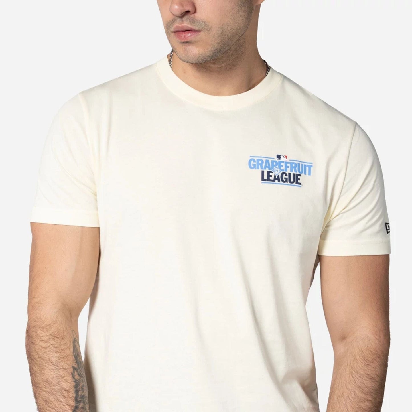 The Male model is wearing Grapefruit League Spring Training 2025 Cream T-Shirt 3