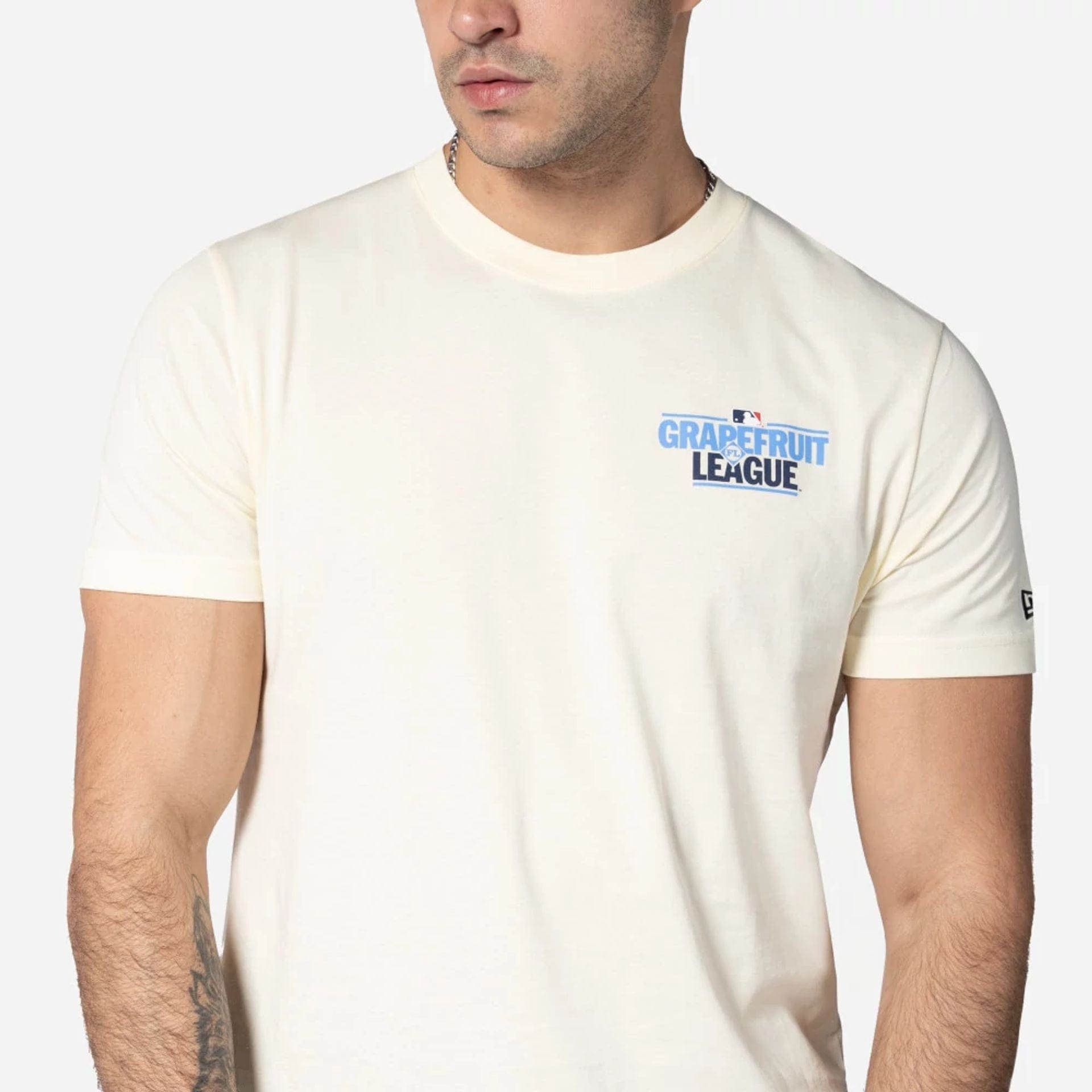 The Male model is wearing Grapefruit League Spring Training 2025 Cream T-Shirt 3