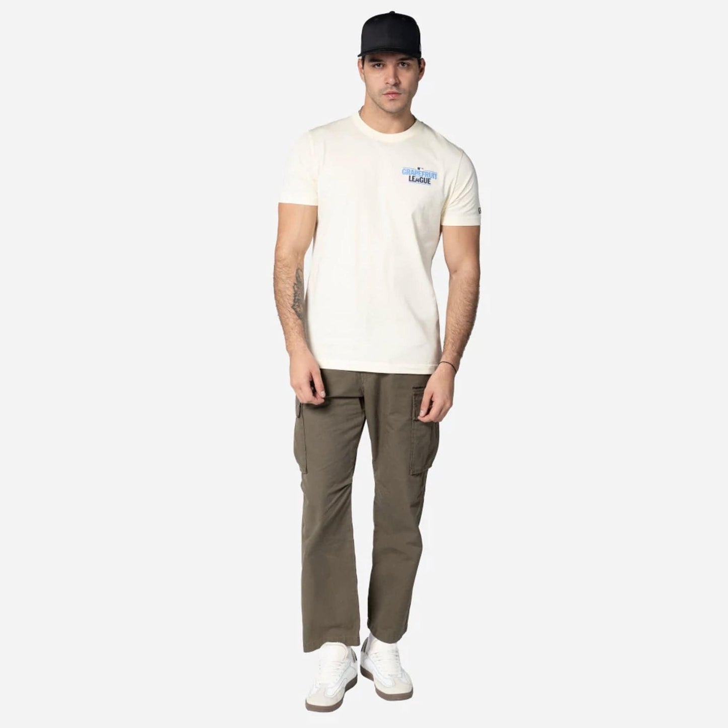 The Male model is wearing Grapefruit League Spring Training 2025 Cream T-Shirt 5