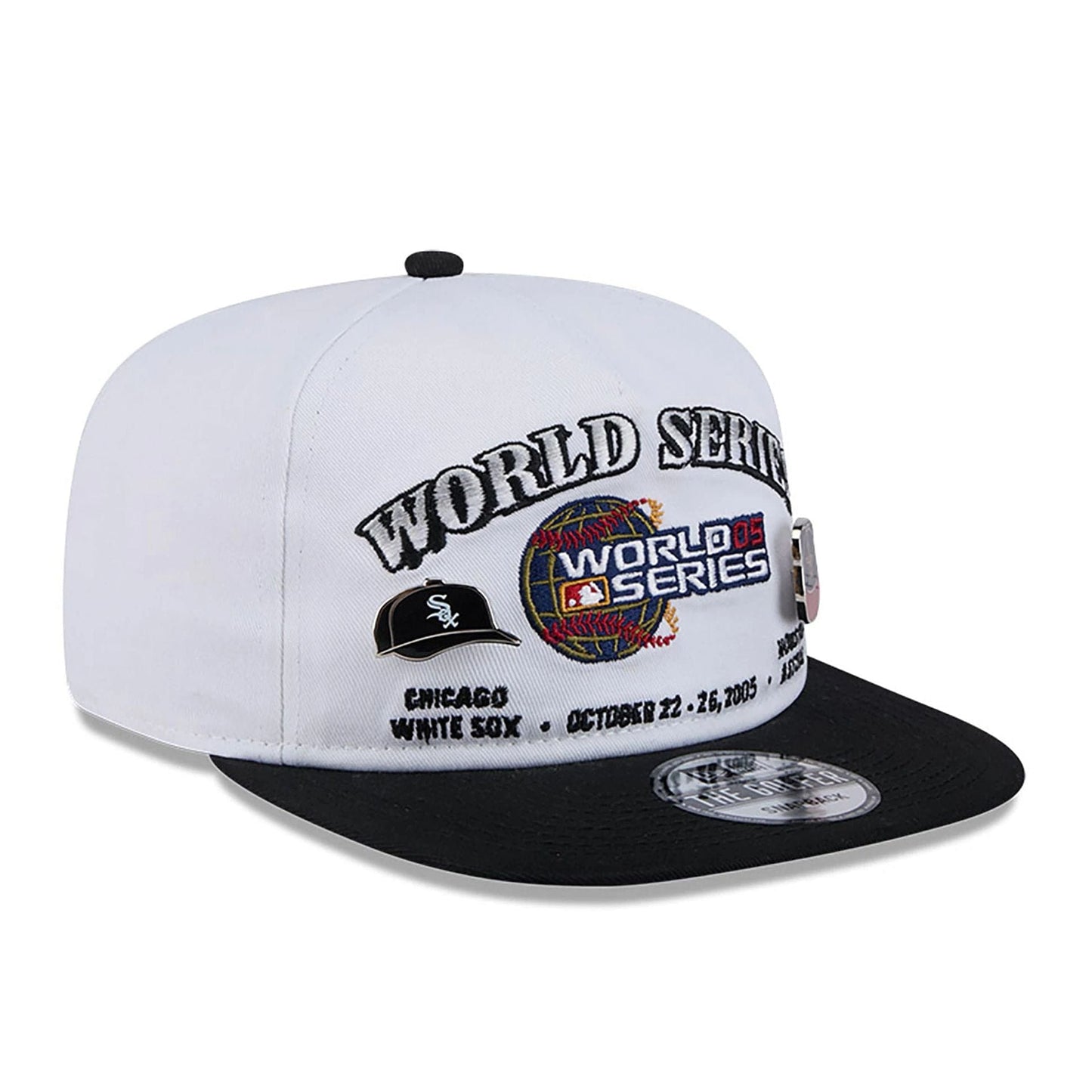 This is a Chicago White Sox VS Houston Astros Championship Pin White Golfer Adjustable Cap 4