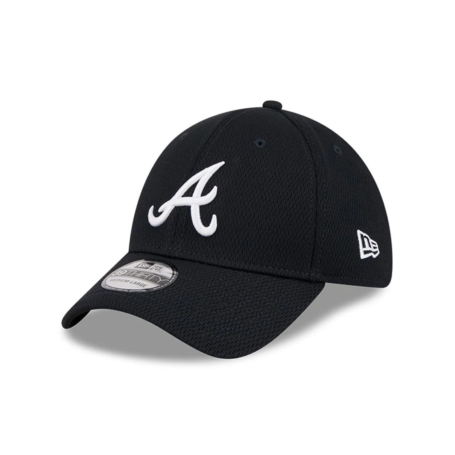 Pictured is this MLB Evergreen Atlanta Braves 39THIRTY Stretch Fit cap in navy. 1
