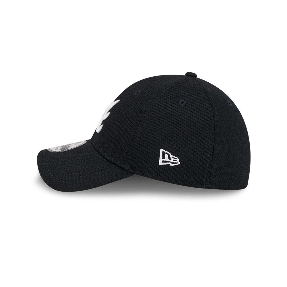 Pictured is this MLB Evergreen Atlanta Braves 39THIRTY Stretch Fit cap in navy. 5