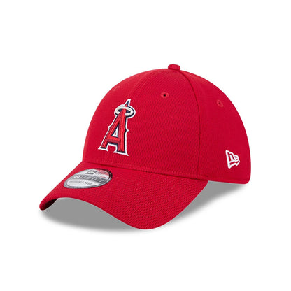 Pictured is this MLB Evergreen LA Angels 39THIRTY Stretch Fit cap in red. 1