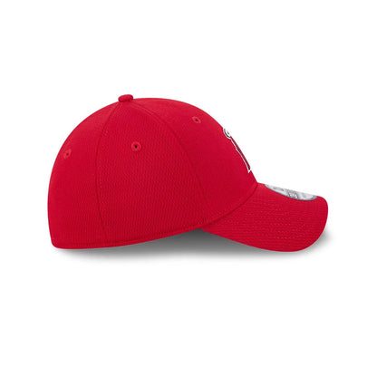 Pictured is this MLB Evergreen LA Angels 39THIRTY Stretch Fit cap in red. 6