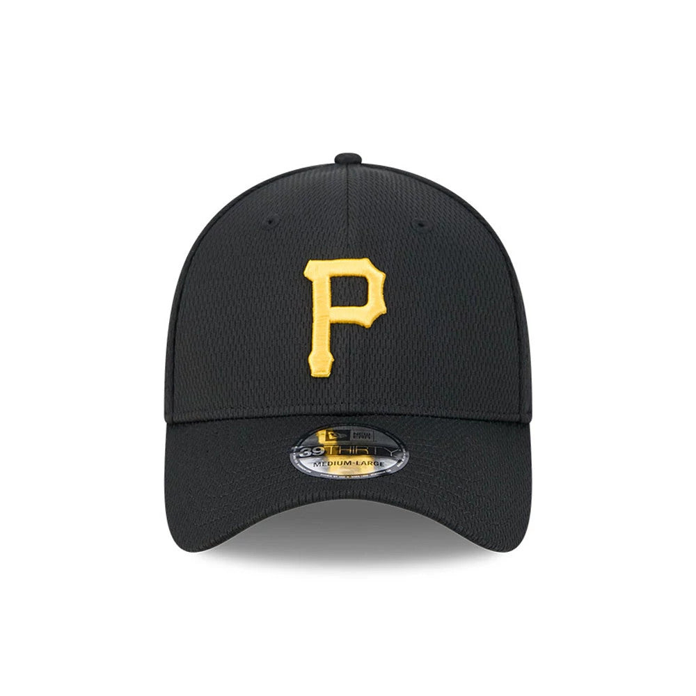 Pictured is this MLB Evergreen Pittsburgh Pirates 39THIRTY Stretch Fit cap in black. 2