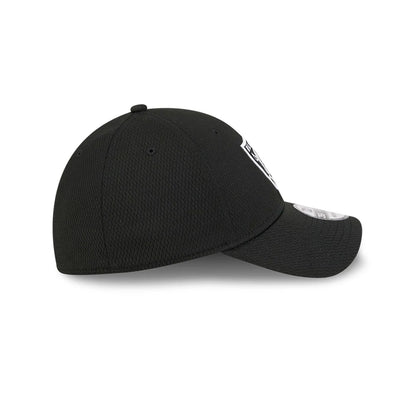 Pictured is this NFL Evergreen Las Vegas Raiders 39THIRTY Stretch Fit cap in black. 6